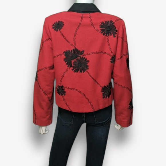 Vintage Anage Red Embellished Jacket, M - Picture 6 of 11